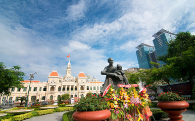 The People's Committee building, also named Hotel de Ville, located in Saigon, Ho Chi Minh city, Vietnam