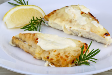 Baked perch fillet