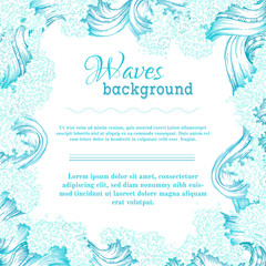 Vector blue and white waves background.