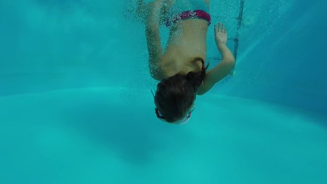 Swimming under the water.