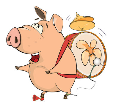 illustration of a pig-musician cartoon 