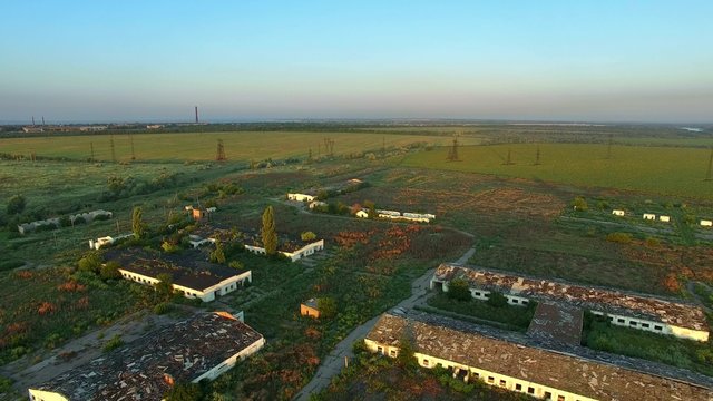 Flying Over The Abandoned Farms. Aerial Survey. Phantom 3 Professional 4K