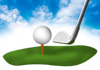 Land with golf in the sky