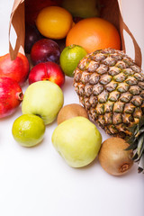 Fresh citrus fruits and packet