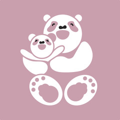 Fototapeta premium sticker, card with happy father and child panda