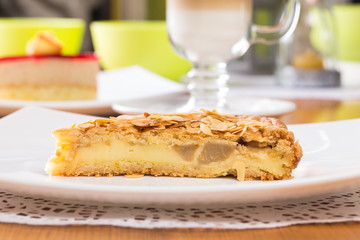 Slice of apple pie with almond
