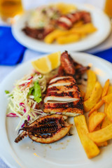 Greek cuisine - grilled squid, a dish
