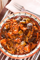 Fried eggplants with tomato sauce