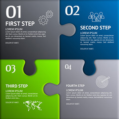 Puzzle infographic. Template with explanatory text field for