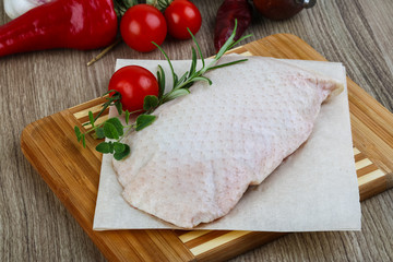 Raw duck breast