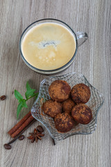 Coffee with chocolate balls