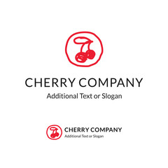 Beautiful Modern Logo with Two Red Cherries