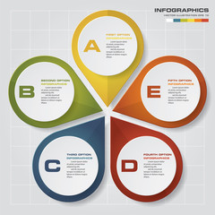 5 steps process. Simple&Editable abstract design element. Vector.