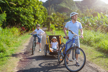 Family on bike ride