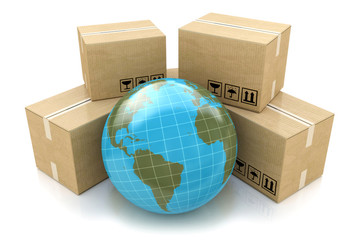 Global logistics, shipping and worldwide delivery business 