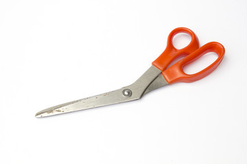 Old scissors isolated on white background 