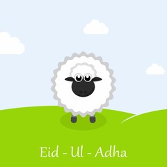 Muslim festival. Eid-Ul-Adha greeting card with sheep.