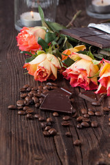 Roses, chocolate and coffee beans