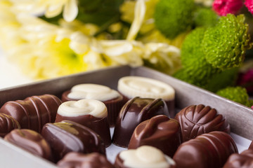 chocolate candy and flowers