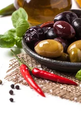 Foto op Plexiglas Mix of olives and chili pepper © Natasha Breen