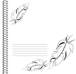 Fototapeta na wymiar feathers in a vector on a white background cover notebooks , album