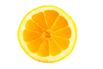 Slice of lemon isolated on white background