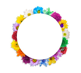 arrangement flower frame isolated on white background