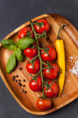 Tomatoes, pepper and basil