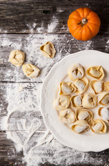 Pasta ravioli with pumpkin