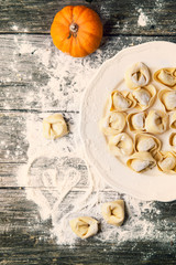 Pasta ravioli with pumpkin