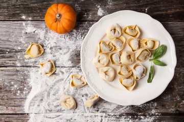 Pasta ravioli with pumpkin