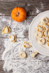 Pasta ravioli with pumpkin