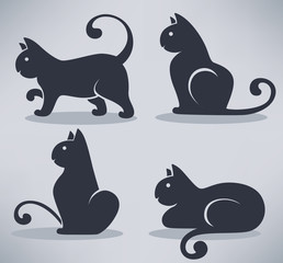 lovely black cats, my favorite pets, vector collection