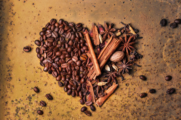 Coffee beans and spices