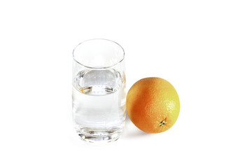 Glass of the purest water and orange