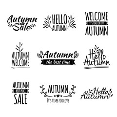 Set of monochrome retro vintage logos, icons, stickers with the