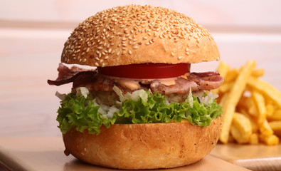 Burger with chips