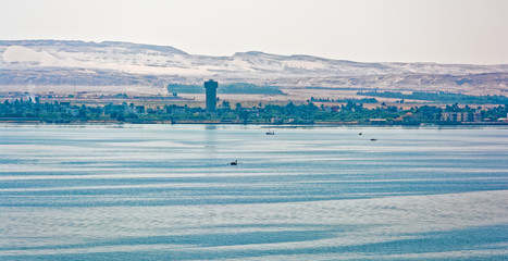 Fototapeta premium Fishing boat in Suez Canal, Egypt