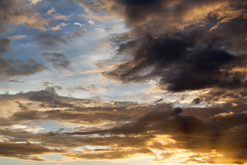 colorful dramatic sky with cloud at sunset