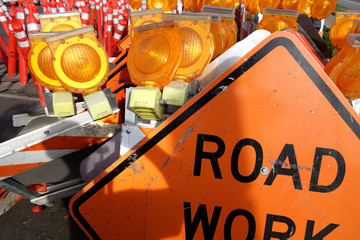 roadwork safety equipment and signs