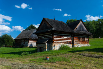 Fototapeta na wymiar Wodden cottage from Liptov - Museum of the Slovak Village, Martin, Slovakia