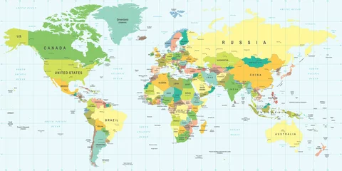 Poster Weltkarte Weltkarte - sehr detaillierte Vektorillustration.