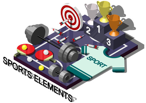 illustration of info graphic sports equipment concept in isometric graphic