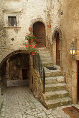 picturesque court  in italian village Santo Stefano di Sessanio