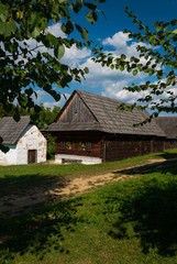 Fototapeta na wymiar Wodden cottage from Nolcovo - Museum of the Slovak Village, Martin, Slovakia