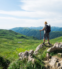 Male hiker with backpack