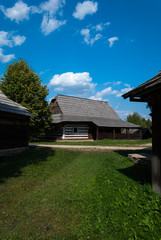 Fototapeta na wymiar Wooden cottage from Kysuce - Museum of the Slovak Village, Martin, Slovakia