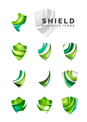 Set of protection shield logo concepts