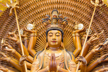The close up 10 face of Statue of Guanyin