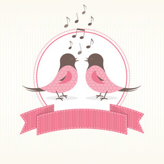 Rosa Vögelchen zwitschern